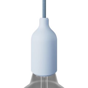Creative Cables - Silikon E27 Lampenhalterung mit verstecktem Kabelclip - Ø 4,4 x 9,2 cm - hellblau