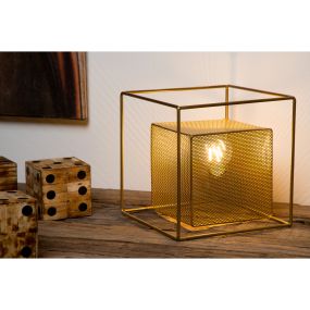 Lucide Morris - Tischleuchte - 22,5 x 22,5 x 22,5 cm - mattes Gold und Messing