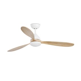 Faro Poros - Deckenventilator mit Licht und Fernbedienung und Timer - Ø 132 cm - 19W dimmbare LED inkl. - hellbraun