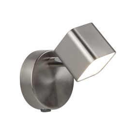 Searchlight Quad - Wandstrahler mit Schalter - 9 x 11,5 cm - 4W dimmbare LED inkl - satiniert silber
