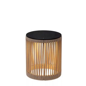 Lucide Pingi - wiederaufladbare Stehleuchte - Ø 33,5 x 36,5 cm - 3 Stufen dimmbar - IP44 - taupe
