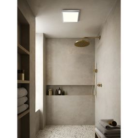 Nordlux Oja - Badezimmer Deckenleuchte - 30 x 30 x 2,5 cm - 3 Stufen Moodmaker SceneSelect Funktion - 14,5W LED inkl. - IP54 - chrom/weiß