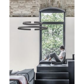 Nova Luce Torrente - Pendelleuchte - Ø 80 x 120 cm - 93W dimmbare LED inkl. - Sand schwarz