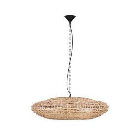 Nova Luce Bola - Hängelampe - Ø 81,5 x 200 cm - natur und schwarz