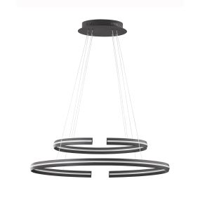 Nova Luce Torrente - Pendelleuchte - 80 x 40 x 120 cm - 55W dimmbare LED inkl. - Sand schwarz