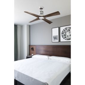 Faro Winche - Deckenventilator mit Fernbedienung - Smart Fan - Ø 127 cm - IP44 - Chrom und Braun