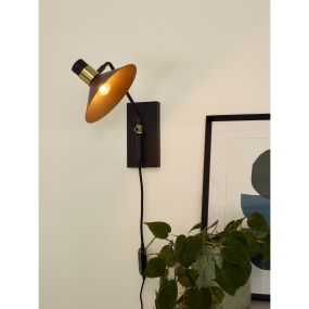 Lucide Pepijn - Wandleuchte mit Schalter - 18,5 x 47 x 30 cm - 3 Stufen dimmbar - schwarz