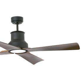 Faro Winche - Deckenventilator mit Licht und Fernbedienung - Ø 127 cm - 16W LED inkl. - IP44 - schwarz und dunkelbraun