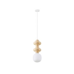 Nova Luce Clio - Hängelampe - Ø 18 x 215 cm - gelb, weiß und Opalglas
