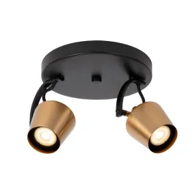Lucide Emile - Aufbaustrahler 2L - Ø 20 x 17,5 cm - matt gold und schwarz