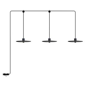 Creative Cables Eiva Ellepì E-snake - tragbare Lichtgirlande - 2,7 Meter Gesamtlänge - 3 x E27-Fassungen mit Silikonkabelhalter - IP65 - schwarz
