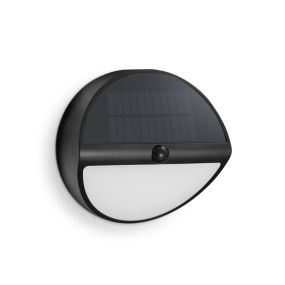 Century Italia Aura - solarbetriebene Außenwandleuchte mit Sensor - Ø 20 x 9,7 cm - 5W LED inkl. - IP54 - schwarz