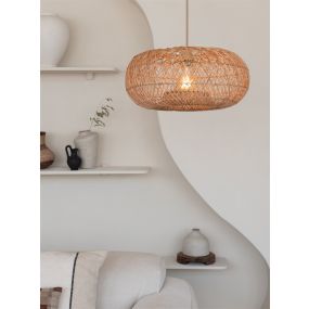Good & Mojo - Pendelleuchte - Ø 50 x 200 cm - naturbelassenes Rattan