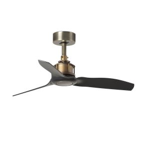 Faro Just Fan XS - Deckenventilator mit Fernbedienung - Ø 81 cm - mattschwarz und Messing antik