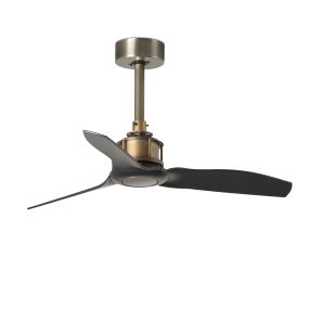 Faro Just Fan XS - Deckenventilator mit Fernbedienung - Ø 81 cm - mattschwarz und Messing antik