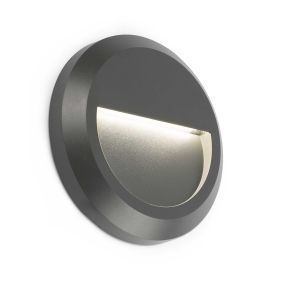 Faro Grant - Wandleuchte - Ø 15 x 2,5 cm - 1W LED inkl. - IP65 - dunkelgrau