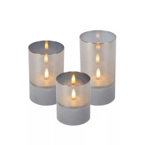 Lucide Velas - Satz von 3 batteriebetriebenen Tischlampen - Ø 8 x 15 - grau