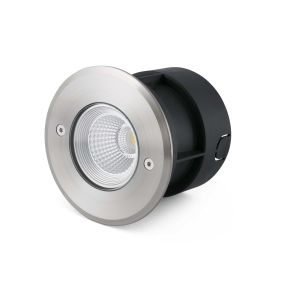 Faro Suria-3 - runder Bodenspot für den Außenbereich - Ø 120 mm, Ø 100 mm Einbaumaß - inkl. 3W LED - IP67 - Edelstahl mattiert - 60 Grad