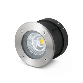 Faro Suria-12 - runder Bodenspot für den Außenbereich - Ø 180 mm, Ø 165 mm Einbaumaß - 12W LED inkl. - IP67 - Edelstahl mattiert - 24 Grad
