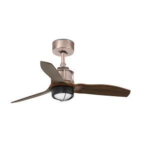 Faro Just Fan XS - Deckenventilator mit Licht und Fernbedienung - Ø 81 cm - 17W LED inkl. - Dunkelbraun und Kupfer