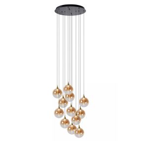 Lucide Gisela - Pendelleuchte - Ø 61 x 326 cm - 12 x 3,6W dimmbare LED inkl. - bernsteinfarben