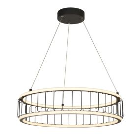 Searchlight Circolo - Pendelleuchte - Ø 58 x 150 cm - 3 Stufen dimmbar - 47W LED inkl. - schwarz und weiß
