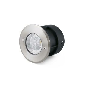 Faro Suria-3 - runder Bodenspot für den Außenbereich - Ø 120 mm, Ø 100 mm Einbaugröße - inkl. 3W LED - IP67 - Edelstahl satiniert - 24 Grad