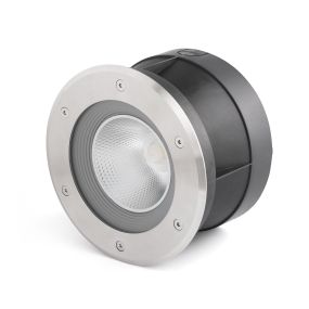 Faro Suria-24 - runder Bodenspot für den Außenbereich - Ø 220 mm, Ø 209 mm Einbaumaß - 24W LED inkl. - IP67 - Edelstahl mattiert - 60 Grad