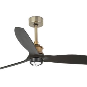 Faro Justfan - Deckenventilator mit Licht und Fernbedienung - Ø 128 cm - 17W LED inkl. - mattschwarz und Messing antik