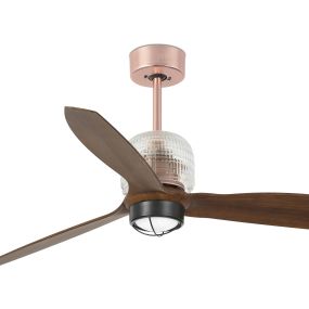 Faro Deco Fan - Deckenventilator mit Licht und Fernbedienung - Ø 128 cm - 17W LED inkl. - Dunkelbraun und Kupfer