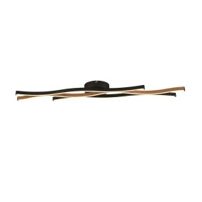 Searchlight Bloom - Deckenleuchte - 108 x 7 cm - 3 Stufen dimmbar - 38W LED inkl - schwarz und Holzoptik