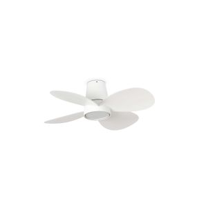 Faro Klover S - deckenventilator mit licht und fernbedienung - Ø 80 x 22,3 cm - matt weiß