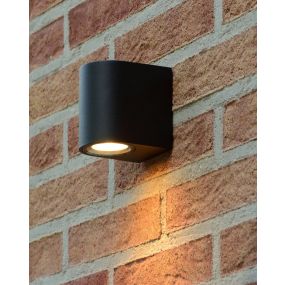 Lucide Zaro Round - Außenwandleuchte - 7,8 x 6,8 x 10 cm - IP44 - schwarz