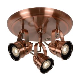 Lucide Cigal 3 - Aufbaustrahler - Ø 27 x 15 cm - 3 x 5W LED inkl. - Kupfer