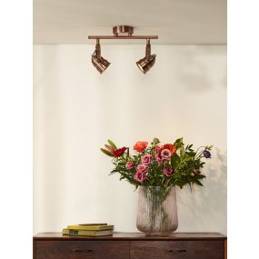 Lucide Cigal 2 - Aufbaustrahler - 30,5 x 9 x 18 cm - 2 x 5W LED inkl. - Kupfer