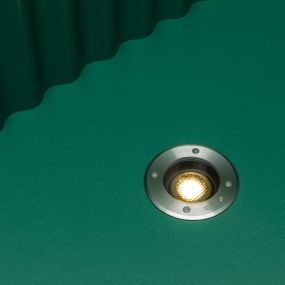 Faro Geiser Orientable - runder Bodenspot für den Außenbereich - Ø 130 mm, Ø 116 mm Einbaumaß - IP67 - Edelstahl mattiert