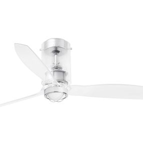 Faro Mini Tube - Deckenventilator mit Licht und Fernbedienung - Ø 128 cm - 17W LED inkl. - Chrom und transparent