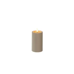 Konstsmide - LED Blockkerze mit Batterie und Flackerflamme - Ø 7 x 12 cm - IP44 - beige