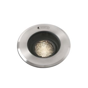 Faro Geiser Orientable - runder Bodenspot für den Außenbereich - Ø 130 mm, Ø 116 mm Einbaumaß - inkl. 7W LED - IP67 - Edelstahl mattiert