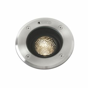 Faro Geiser Orientable - runder Bodenspot für den Außenbereich - Ø 130 mm, Ø 165 mm Einbaumaß - 7W LED inkl. - IP67 - Edelstahl mattiert - 38 Grad