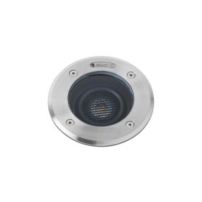 Faro Geiser Orientable - runder Bodenspot für den Außenbereich - Ø 130 mm, Ø 165 mm Einbaugröße - 7W LED inkl. - IP67 - Edelstahl satiniert - 10 Grad