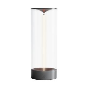 Zuma Line Esterno - wiederaufladbare Tischleuchte - Ø9.15 x 24.15 cm - 1.2W LED inkl. - 3 stufig dimmbar - IP54 - dunkelgrau