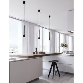 Nova Luce Navan - Hängeleuchte - Ø 6 x 150 cm - 6W LED inkl. - mattschwarz