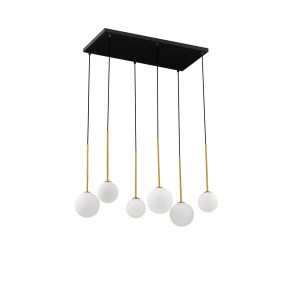 Nova Luce Savoy - Hängelampe - 77 x 163 x 34 cm - gold satiniert, matt schwarz und Opal weiß