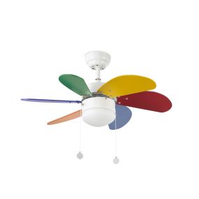 Faro Palao - Deckenventilator mit Licht und Zugschalter - Ø 81 cm - weiß und mehrfarbig