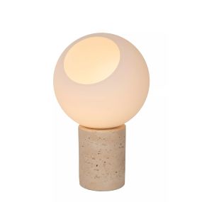 Lucide Davin - Tischleuchte - Ø 15 x 25,6 cm - Opal und Taupe