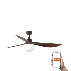 Faro Outwood L Tuya Smart - deckenventilator mit licht und fernbedienung - Ø 150 cm x 43 cm - IP44 - dunkelbraun und dunkle walnuss