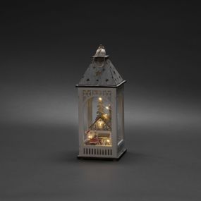 Konstsmide Weihnachtsbeleuchtung - batteriebetriebene Holzlaterne - 11 x 11 x 29 cm - braun