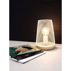 Nova Luce Marco - Tischleuchte - Ø 15 x 19 cm - weiß und braun