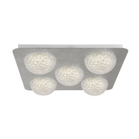 Searchlight Celestia - Deckenleuchte - 43 x 43 x 7,7 cm - 3 Stufen Dimmer - 33W LED inkl. - silber und transparent